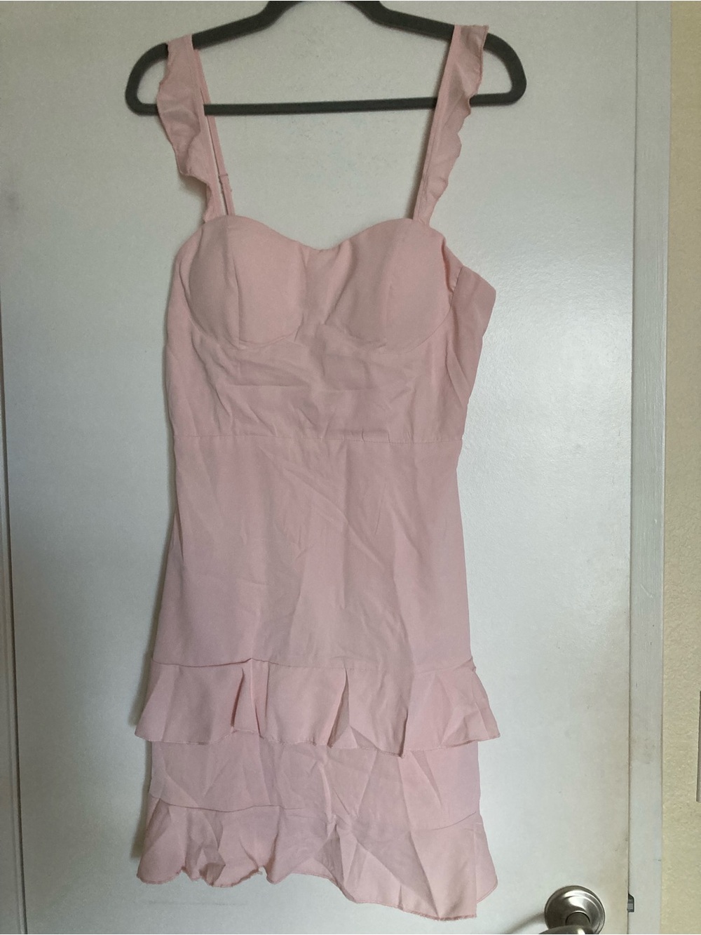 Lace-Up Light Pink Tiered Sundress